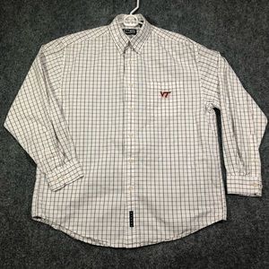 Mens Virginia Tech Hokies Crable Flannel Button Up Shirt Plaid Size L Large